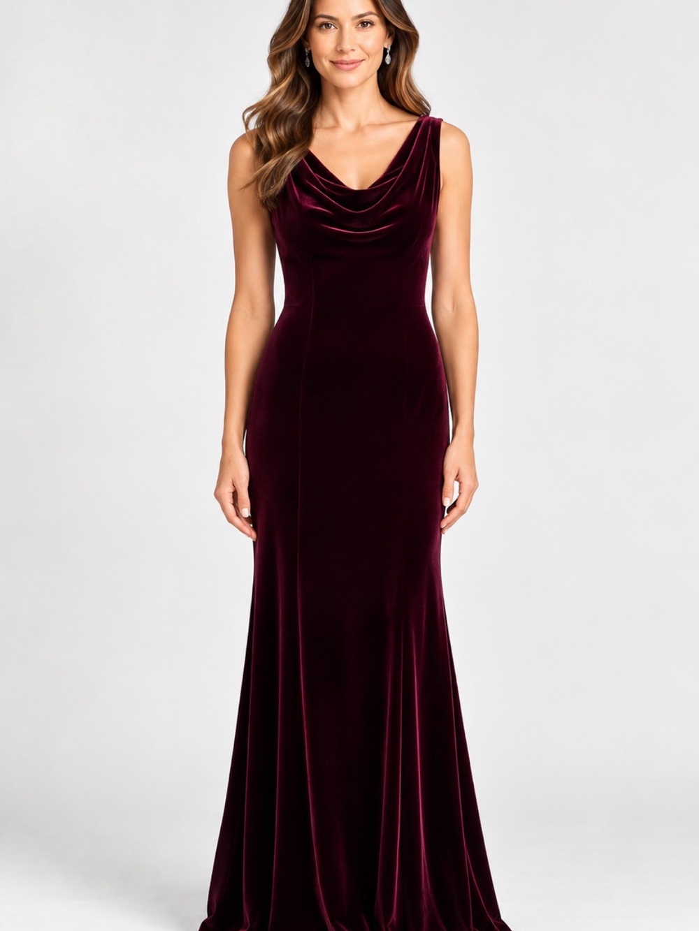 Vince Camuto Sleeveless Velvet Maxi Dress in Deep Burgundy